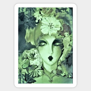 green face deco art collage poster 70s Sticker